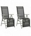 Reclining Garden Chairs 2 pcs Textilene and Aluminium Silver