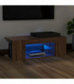 TV Cabinet with LED Lights Brown Oak 90x39x30 cm