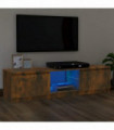 TV Cabinet with LED Lights Smoked Oak 120x30x35.5 cm