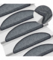Carpet Stair Treads 15 pcs Dark Grey 56x17x3 cm