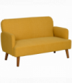 HOMCOM 2 Seater Sofa with 21cm Thick Padding and Wood Legs, Yellow