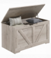 HOMCOM Storage Trunk for Living Room, with Safety Hinges, 80cm, Grey