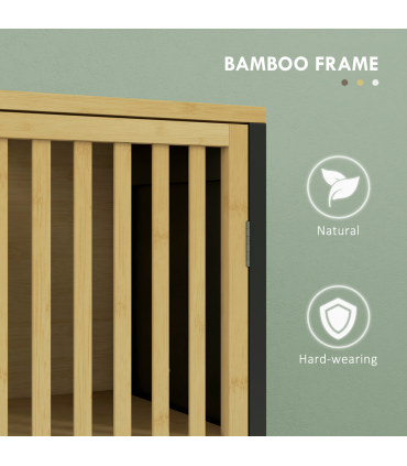 HOMCOM Tall Bathroom Cabinet Bamboo Bathroom Cupboard with Adjustable Shelves