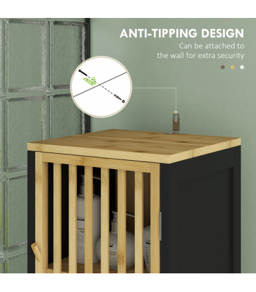 HOMCOM Tall Bathroom Cabinet Bamboo Bathroom Cupboard with Adjustable Shelves