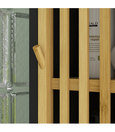 HOMCOM Tall Bathroom Cabinet Bamboo Bathroom Cupboard with Adjustable Shelves