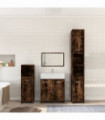4 Piece Bathroom Furniture Set Smoked Oak Engineered Wood