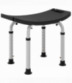 HOMCOM Aluminium Shower Stool w/ Adjustable Height Non-Slip Bath Stool Black