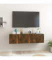 Hanging TV Cabinets 2 pcs Smoked Oak 60x30x30 cm