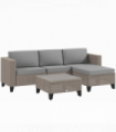 Outsunny 5 PCs Rattan Garden Furniture Set with Glass Coffee Table, Brown