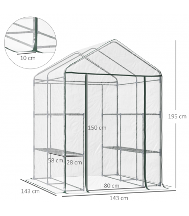Steel Frame Greenhouse Steel Frame, 2 Shelves