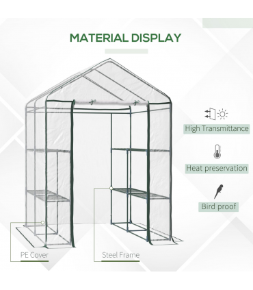 Steel Frame Greenhouse Steel Frame, 2 Shelves