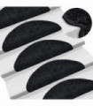 Carpet Stair Treads 15 pcs Black 56x20 cm