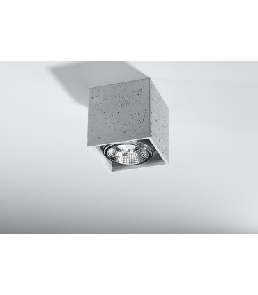 Ceiling Lamp VALDE Concrete Square Shape Loft Design Grey Modern GU10 LED
