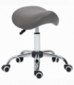 HOMCOM PU Leather Saddle Stool w/ Moulded Padded Seat Adjustable Height Grey
