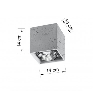 Ceiling Lamp VALDE Concrete Square Shape Loft Design Grey Modern GU10 LED