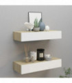 vidaXL Wall Drawer Shelves 2 pcs Oak and White 60x23.5x10cm MDF