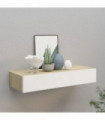 vidaXL Wall-mounted Drawer Shelf Oak and White 60x23.5x10cm MDF
