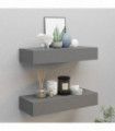 vidaXL Wall-mounted Drawer Shelves 2 pcs Grey 60x23.5x10cm MDF