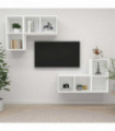 Wall-mounted TV Cabinets 4 pcs White Engineered Wood