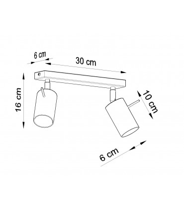 Ceiling Lamp RING 2 Black Rotating Tube Modern Loft Design GU10 30 x 8 x 15 cm