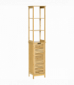 kleankin Bathroom Floor Cabinet Narrow Tallboy w/ 3 Shelves Cupboard Natural