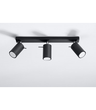 Ceiling Lamp RING 3 Black Rotating Tube Modern Loft Design GU10