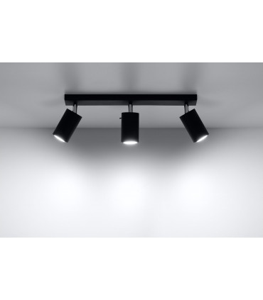 Ceiling Lamp RING 3 Black Rotating Tube Modern Loft Design GU10