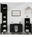 vidaXL 3 Piece Bathroom Furniture Set Black Engineered Wood