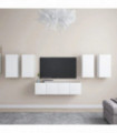vidaXL 6 Piece TV Cabinet Set White Engineered Wood