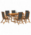 vidaXL 7 Piece Garden Dining Set Solid Wood Acacia and Textilene