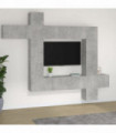 vidaXL 9 Piece TV Cabinet Set Concrete Grey Engineered Wood