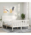vidaXL Bed Frame with Headboard White 140x190 cm Solid Wood