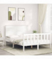 vidaXL Bed Frame with Headboard White 140x190 cm Solid Wood