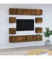 10 Piece TV Cabinet Set Smoked Oak Engineered Wood