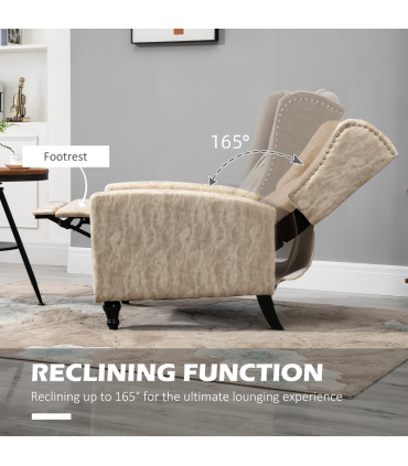 Armchair Beige Microfibre Metal Rubber Wood Manual Reclining 90° 165° 73x86x98cm