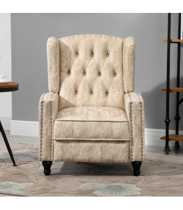 Armchair Beige Microfibre Metal Rubber Wood Manual Reclining 90° 165° 73x86x98cm