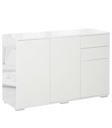 HOMCOM Side Cabinet with 2 Door Cabinet and 2 Drawer for Home Office White