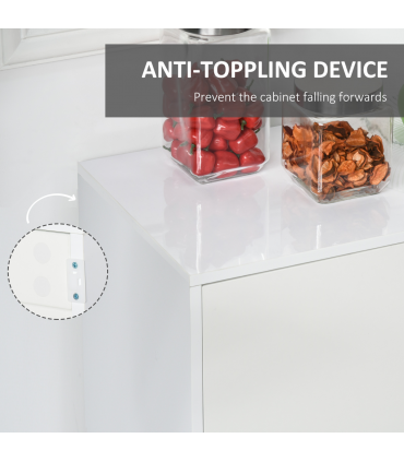 HOMCOM Side Cabinet with 2 Door Cabinet and 2 Drawer for Home Office White