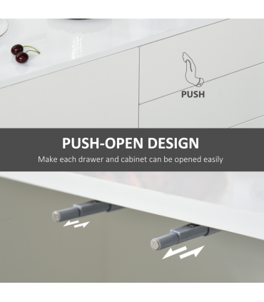 HOMCOM Side Cabinet with 2 Door Cabinet and 2 Drawer for Home Office White