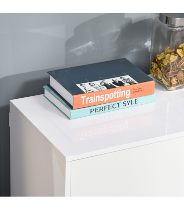 HOMCOM Side Cabinet with 2 Door Cabinet and 2 Drawer for Home Office White