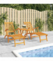 Outdoor Deck Chairs with Footrests and Table Solid Wood Acacia