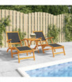 Outdoor Deck Chairs with Table Solid Wood Acacia and Textilene