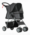 PawHut Pet Stroller Carrier Foldable Deluxe Walk Travel Dog Dark Grey