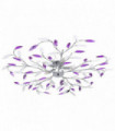 Ceiling Lamp with Acrylic Crystal Leaf Arms for 5 E14 Bulbs Purple
