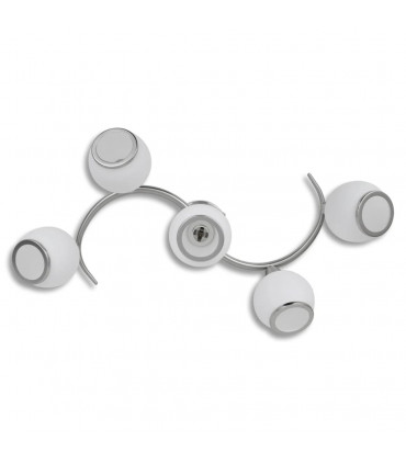 Ceiling Lamp with Glass Shades on Waving Rail for 5 E14 Bulb