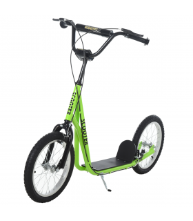 HOMCOM 90-96cm Kids Kick Scooter Adjustable Handlebar Inflatable Wheels Green