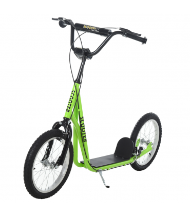 HOMCOM 90-96cm Kids Kick Scooter Adjustable Handlebar Inflatable Wheels Green