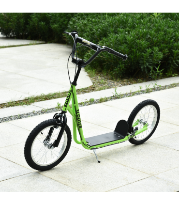 HOMCOM 90-96cm Kids Kick Scooter Adjustable Handlebar Inflatable Wheels Green