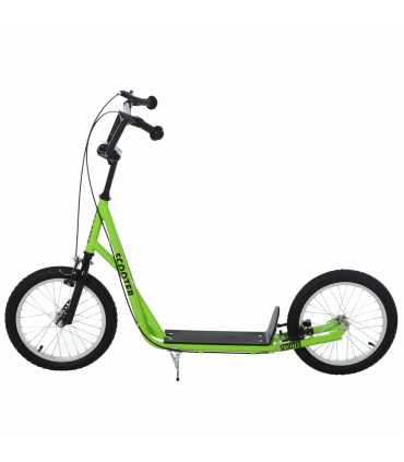 HOMCOM 90-96cm Kids Kick Scooter Adjustable Handlebar Inflatable Wheels Green