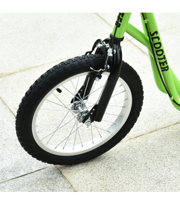 HOMCOM 90-96cm Kids Kick Scooter Adjustable Handlebar Inflatable Wheels Green